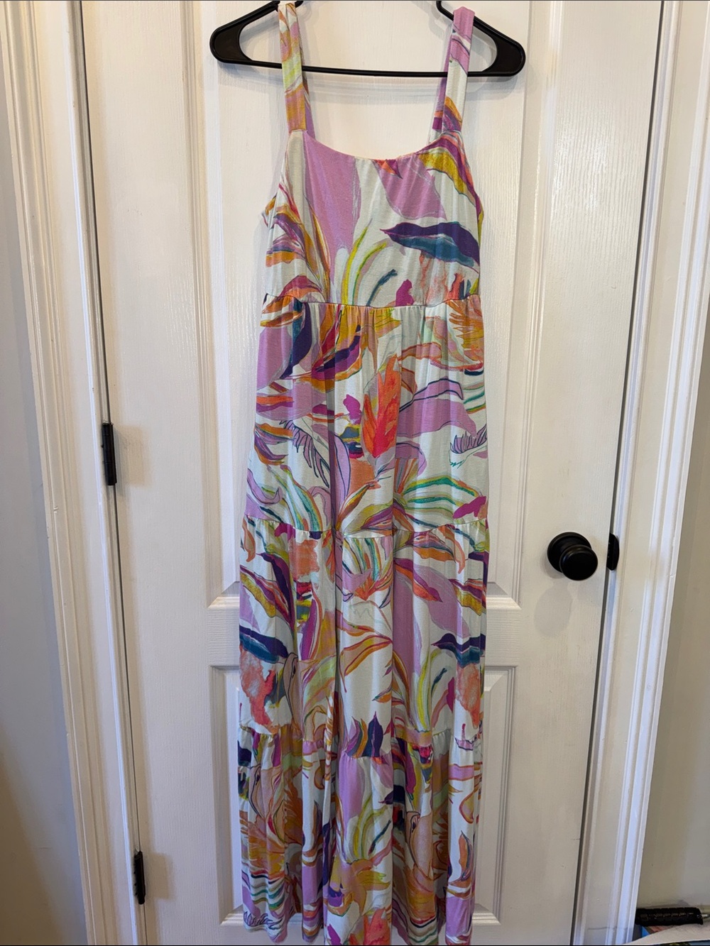Soma Pink & Multicolor Leaf-Print Maxi Dress with Pockets